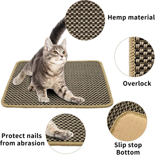 Cat Scratcher Mat, Natural Sisal Cat Scratch Mats, Horizontal Cat Floor Scratching Pad Rug, Protect Carpets and Sofas.
