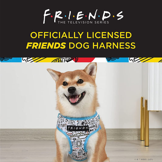 City Doodle Dog Harness for Small Dogs, Small (S) | Blue Small Dog Harness, No Pull Dog Harness with D-Ring | Machine Washable Friends Merch for Dogs from Friends TV Show