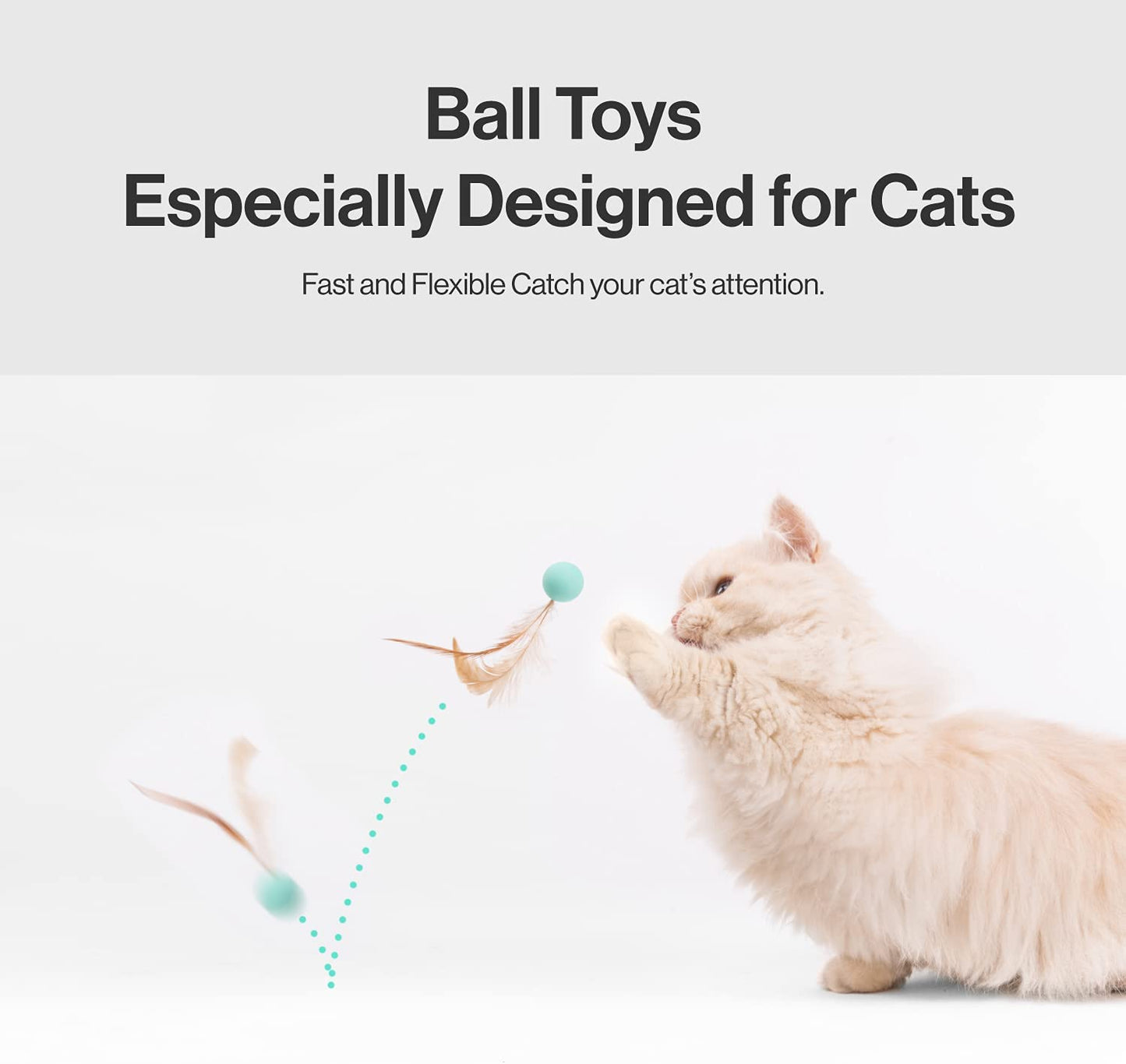 Cat Toys for Indoor Cats - Feather and Silica Gel Balls Pet Toys (6PCS)