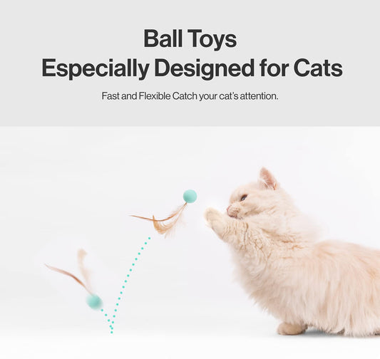 Cat Toys for Indoor Cats - Feather and Silica Gel Balls Pet Toys (6PCS)
