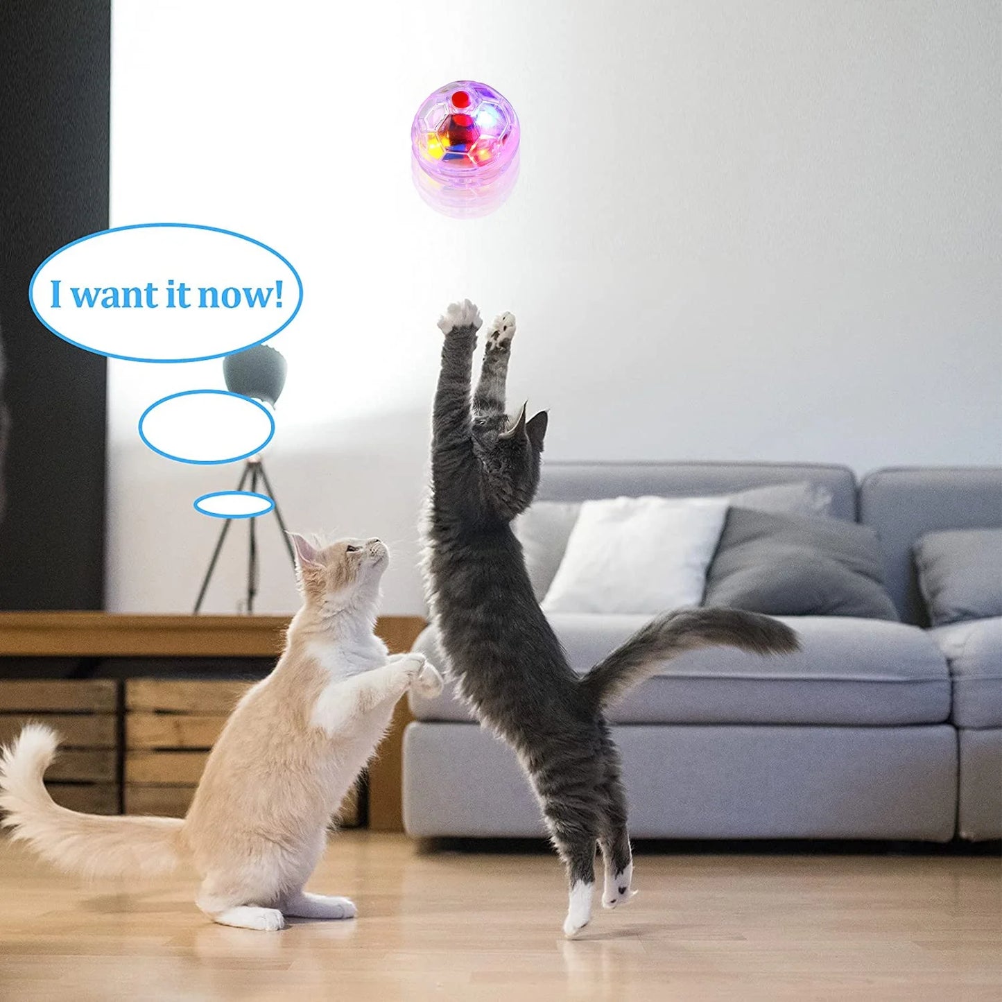 30Pcs Motion Light up Hunting Cat Ball for Cats Motion Activated Cat Ball with LED Light Pet Interactive Toy Animal Activity Toy for More Cat Pet Family
