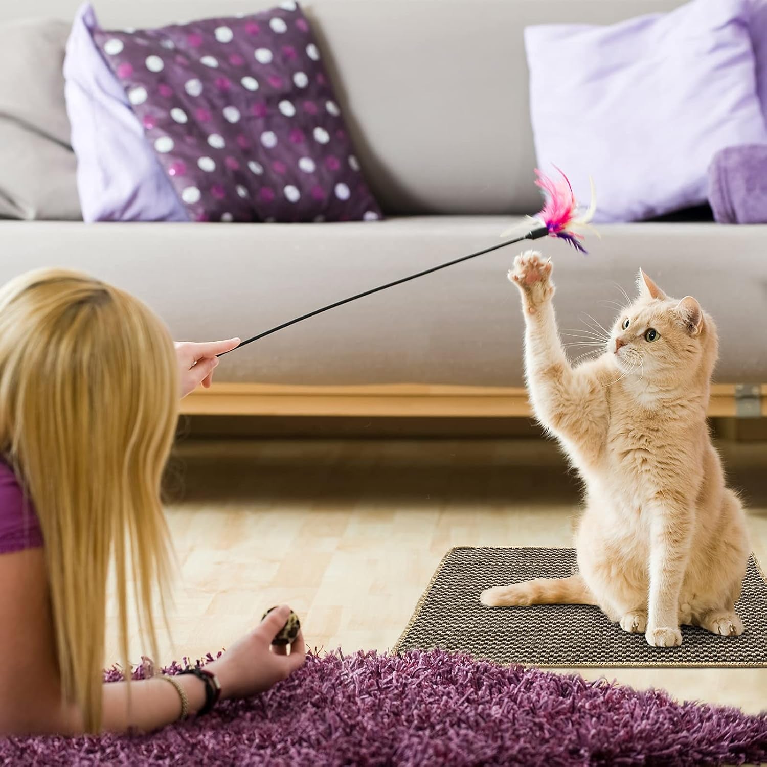 Cat Scratcher Mat, Natural Sisal Cat Scratch Mats, Horizontal Cat Floor Scratching Pad Rug, Protect Carpets and Sofas.