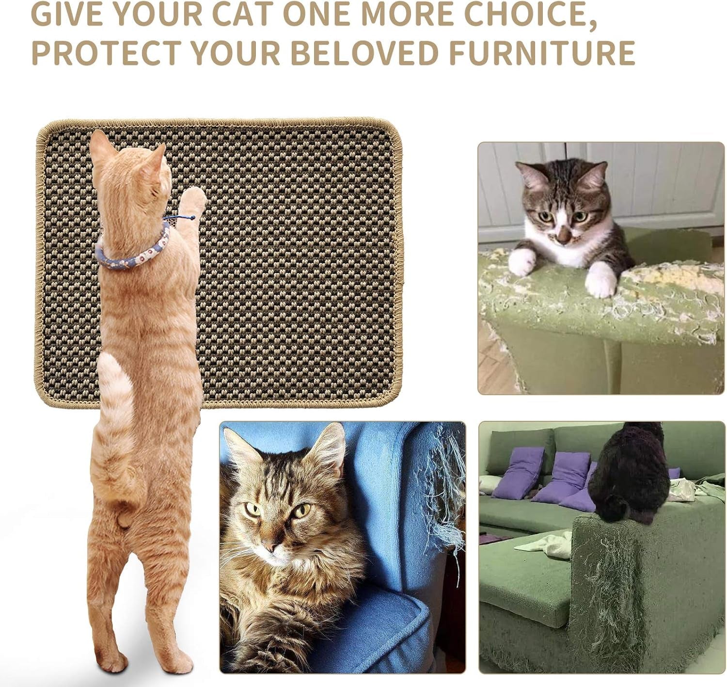 Cat Scratcher Mat, Natural Sisal Cat Scratch Mats, Horizontal Cat Floor Scratching Pad Rug, Protect Carpets and Sofas.