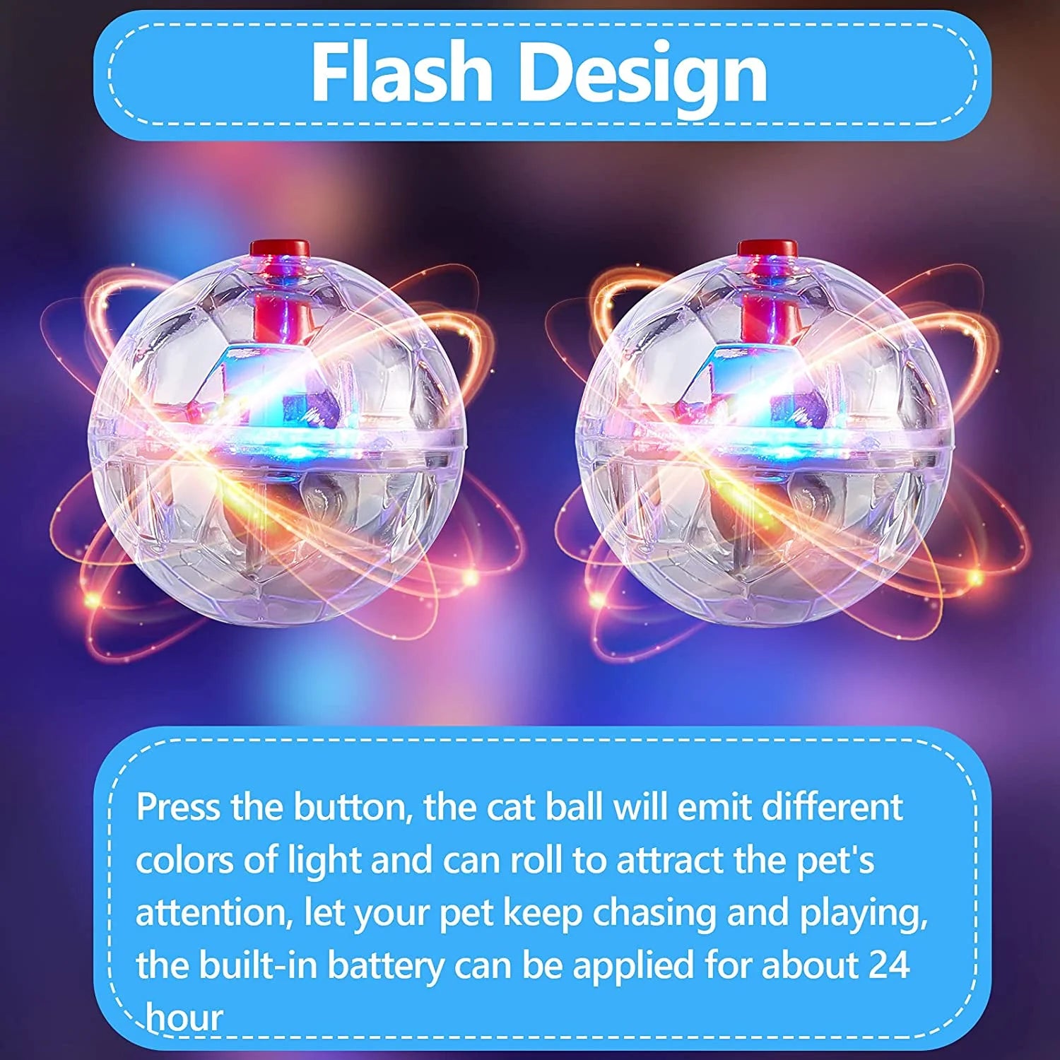 30Pcs Motion Light up Hunting Cat Ball for Cats Motion Activated Cat Ball with LED Light Pet Interactive Toy Animal Activity Toy for More Cat Pet Family