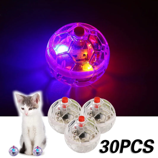 30Pcs Motion Light up Hunting Cat Ball for Cats Motion Activated Cat Ball with LED Light Pet Interactive Toy Animal Activity Toy for More Cat Pet Family