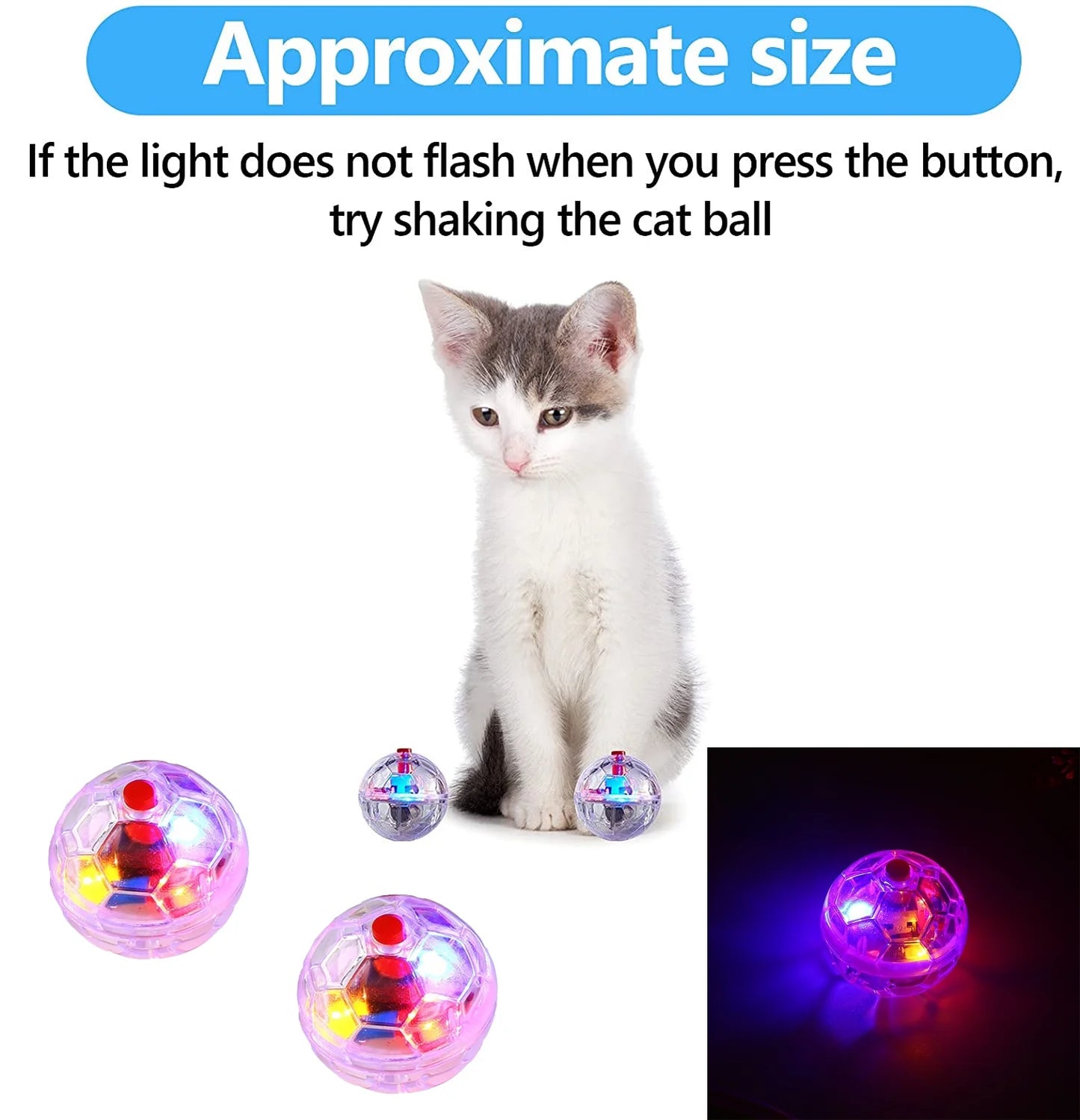 30Pcs Motion Light up Hunting Cat Ball for Cats Motion Activated Cat Ball with LED Light Pet Interactive Toy Animal Activity Toy for More Cat Pet Family